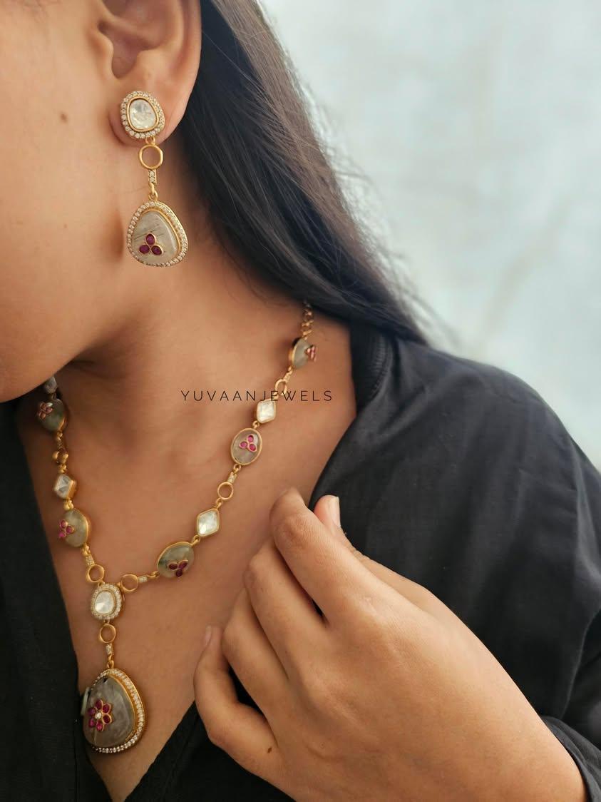 Meet long natural stone necklace Thumbnail