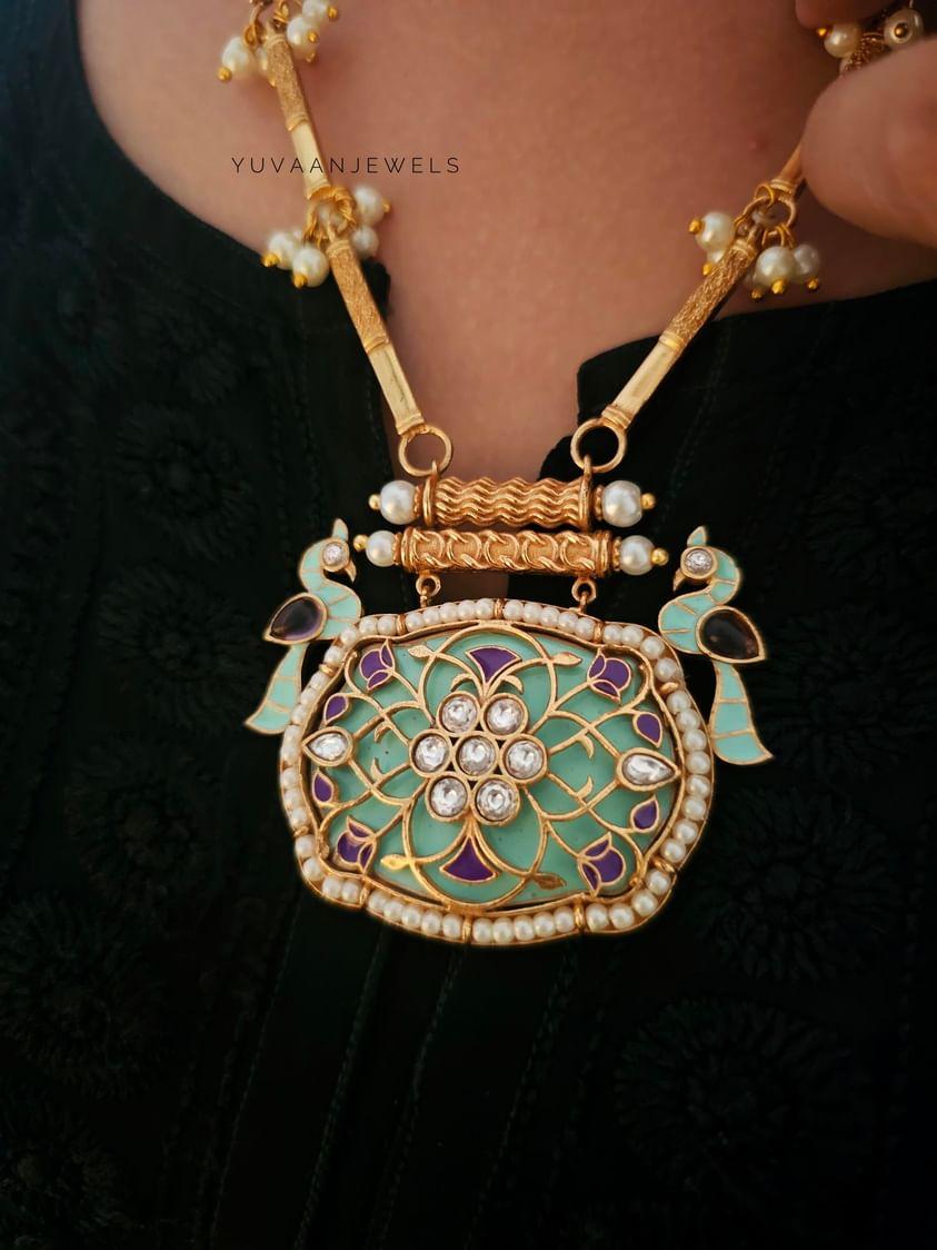 Zoey handcrafted long necklace Thumbnail