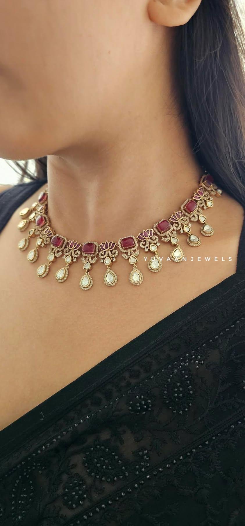 Anahira quartz and polki necklace Thumbnail