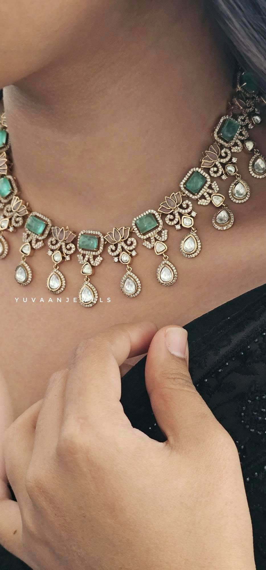 Anahira quartz and polki necklace Thumbnail