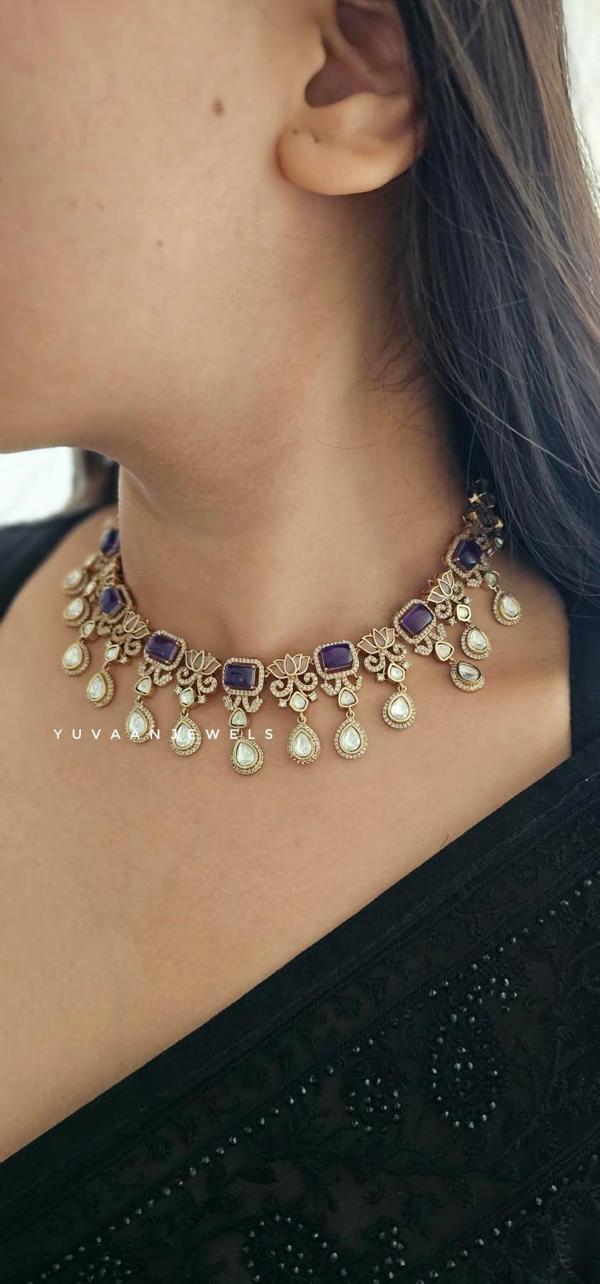 Anahira quartz and polki necklace Thumbnail