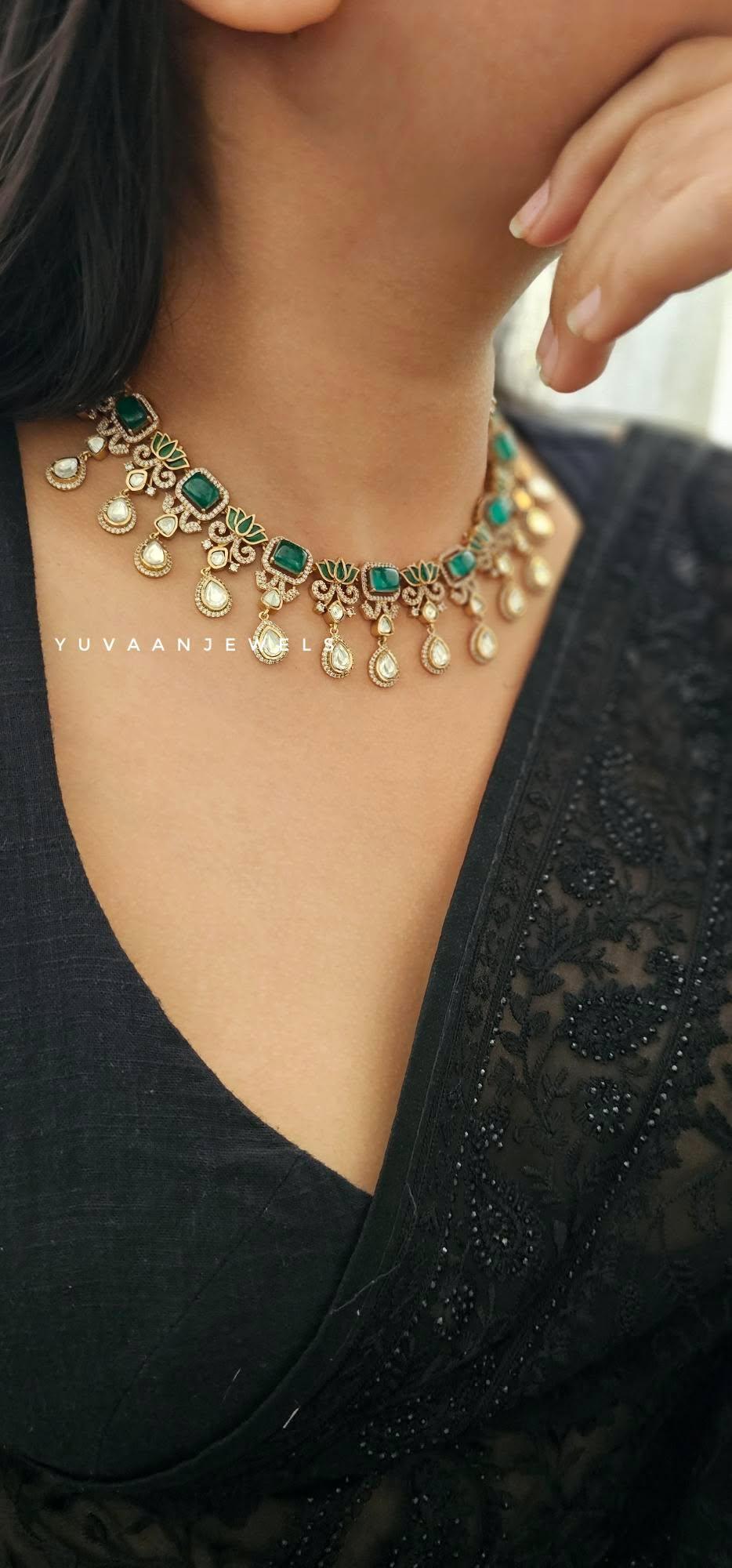 Anahira quartz and polki necklace Thumbnail
