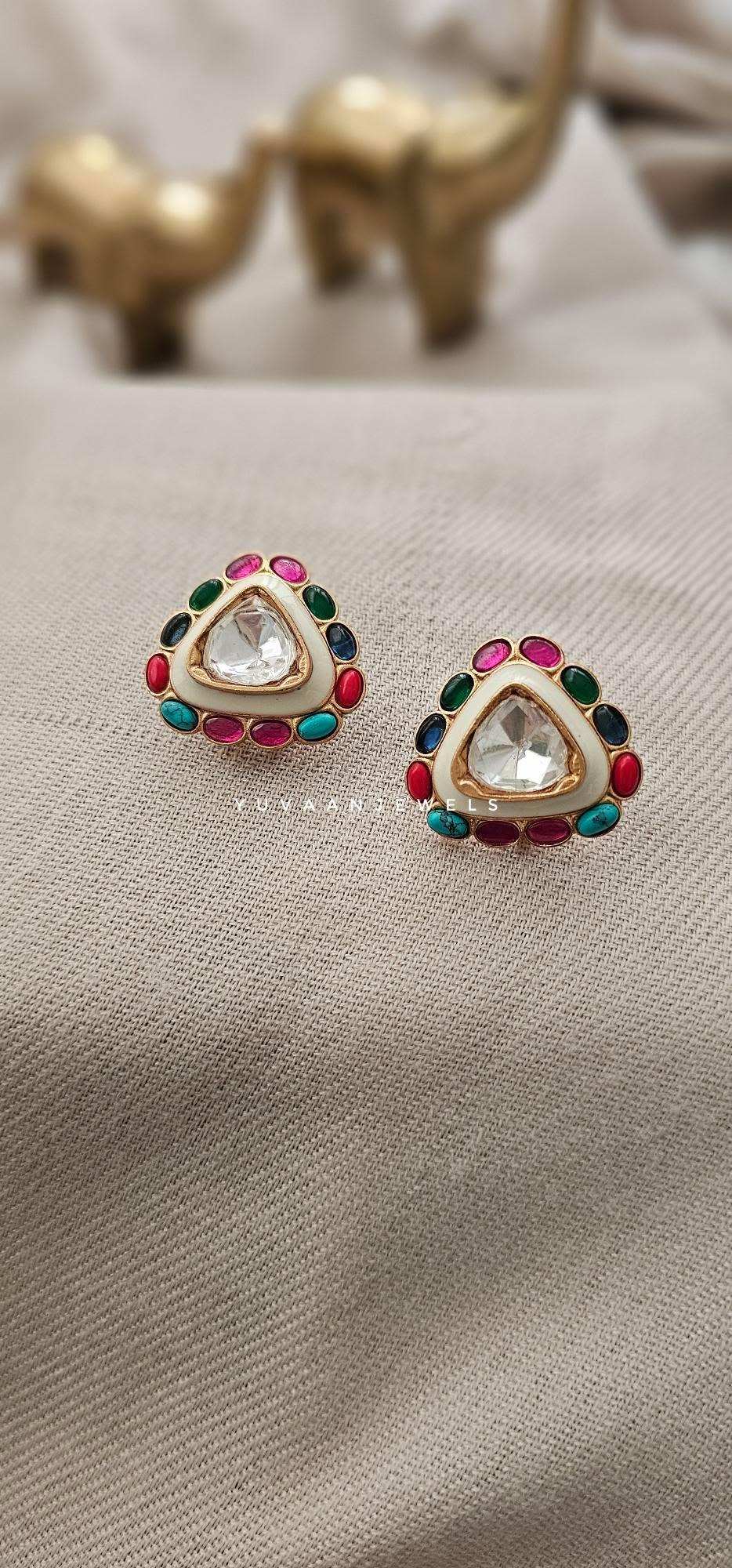 Ayur semi-precious stone studs Thumbnail