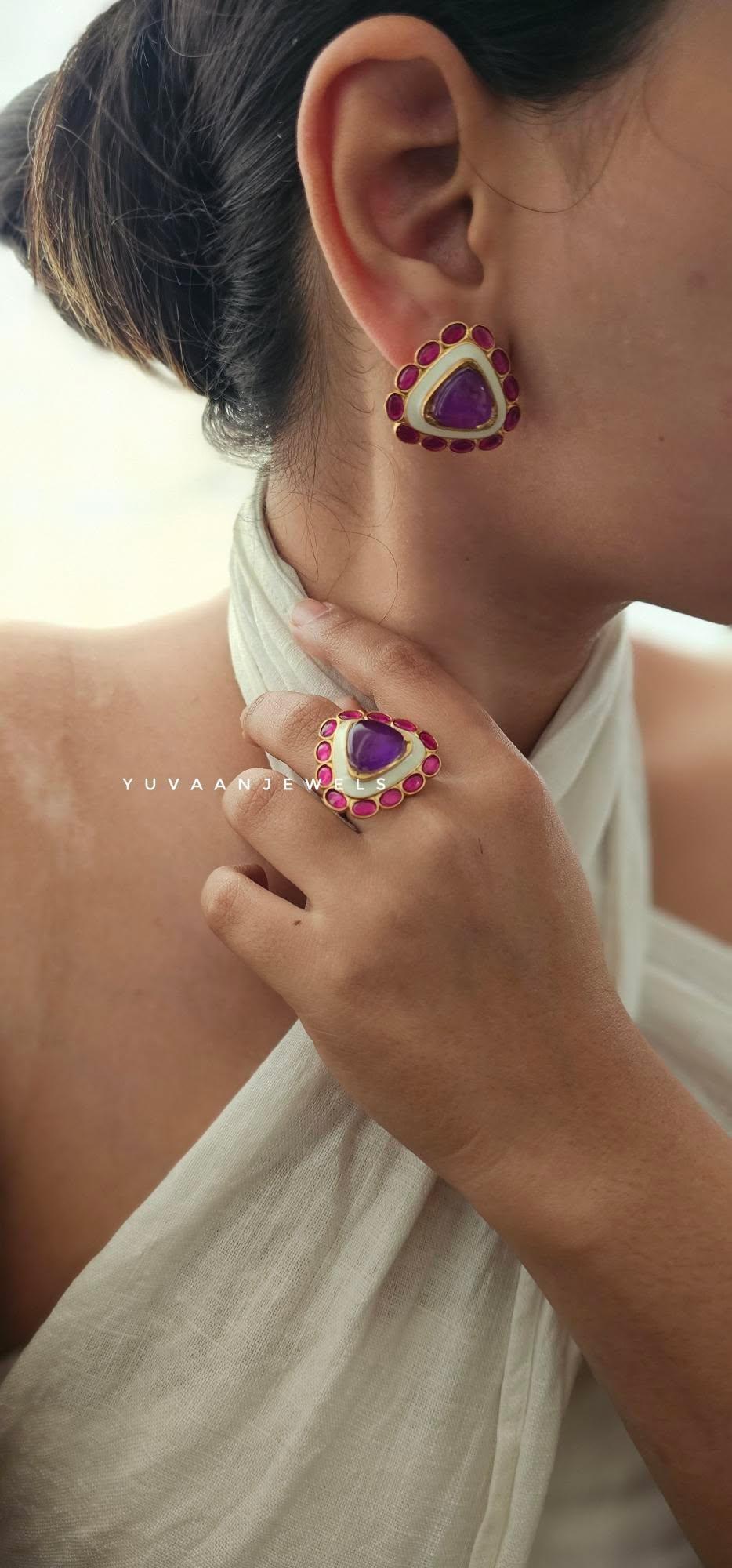 Ayur semi-precious stone studs Thumbnail