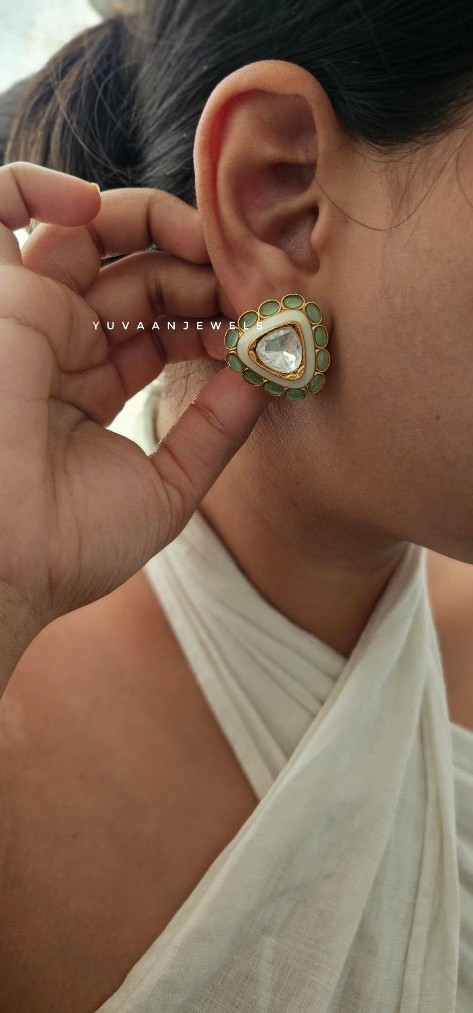 Ayur semi-precious stone studs Thumbnail
