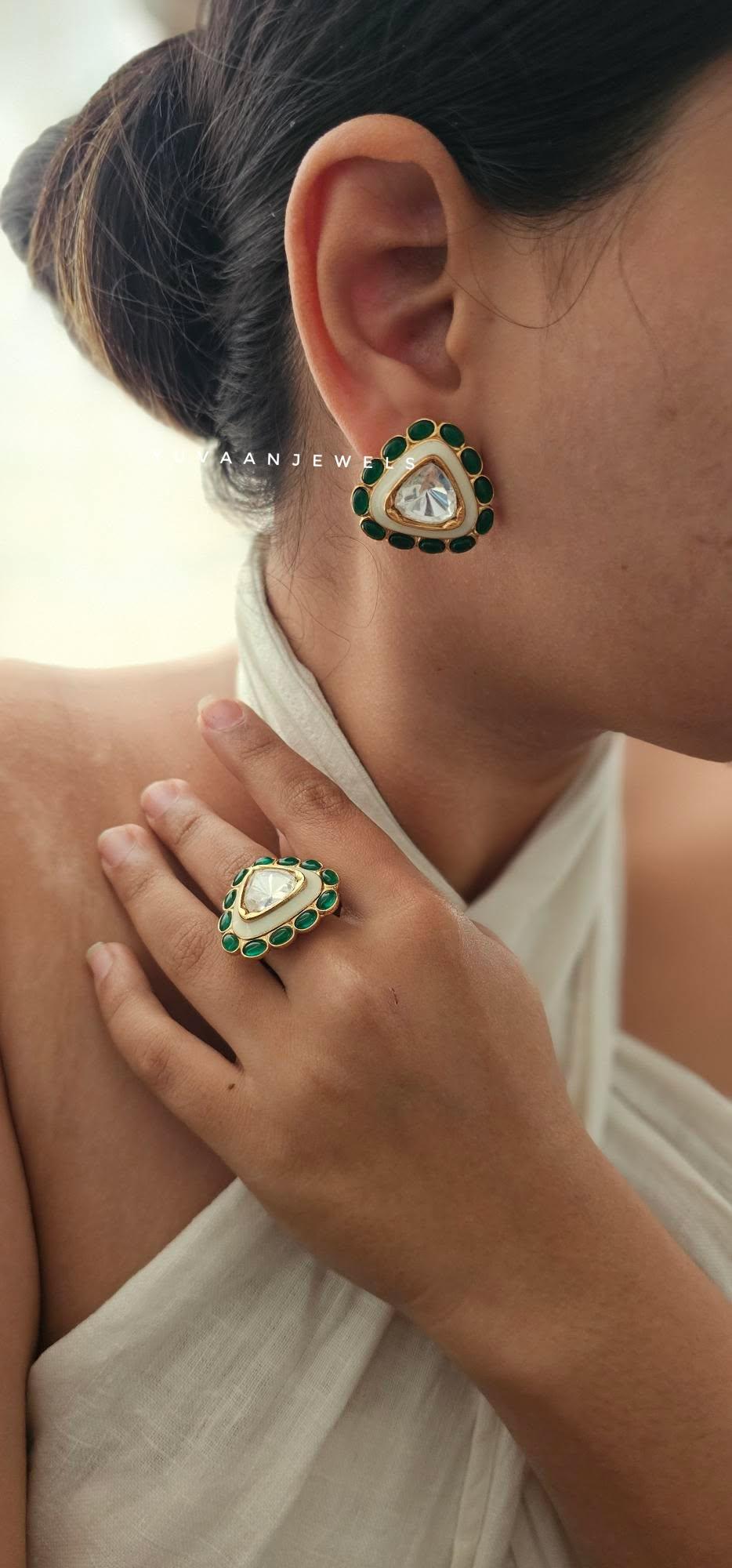 Ayur semi-precious stone studs Thumbnail