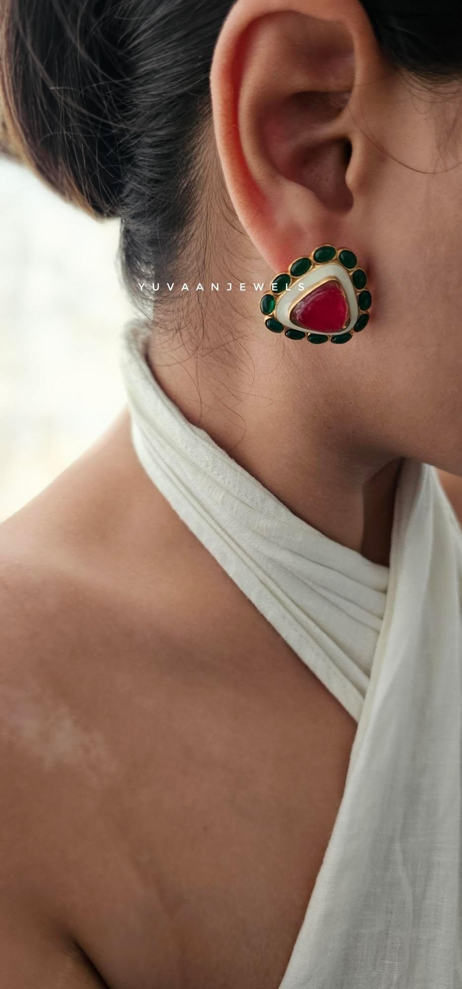 Ayur semi-precious stone studs Thumbnail
