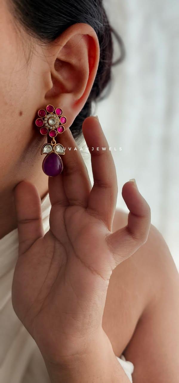 Hridha semi-precious stone earrings Thumbnail