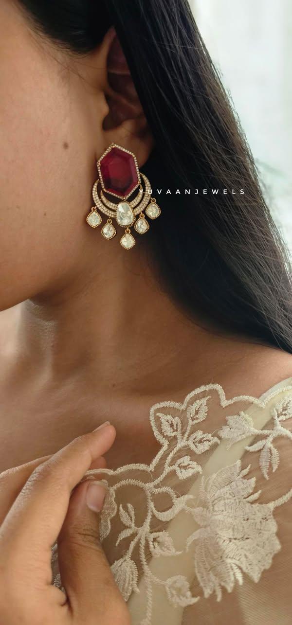 Verena quartz and polki earrings Thumbnail