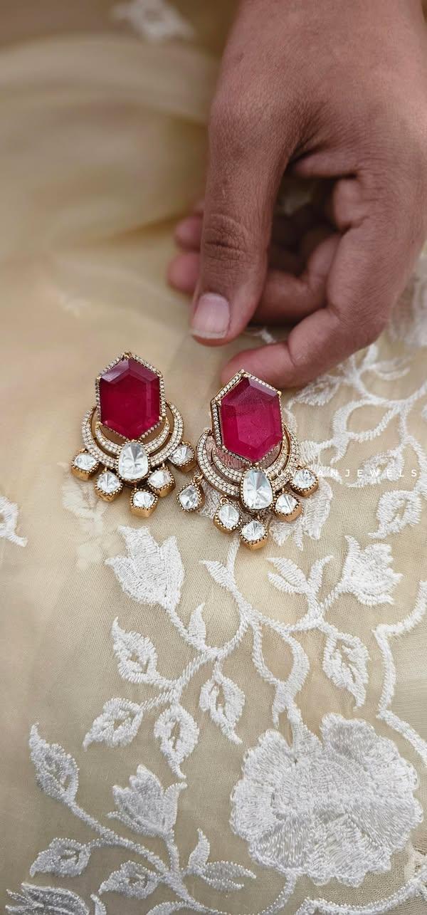 Verena quartz and polki earrings Thumbnail