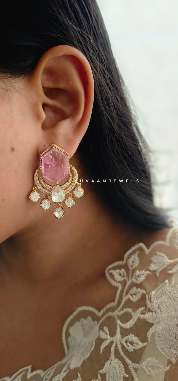 Verena quartz and polki earrings Thumbnail