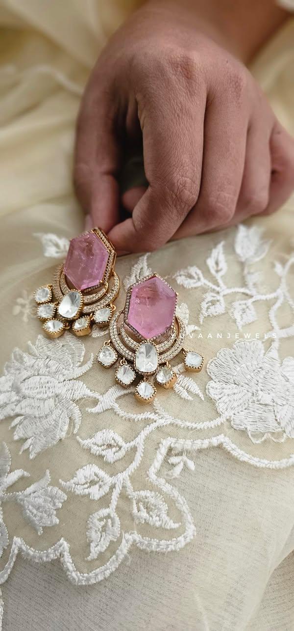 Verena quartz and polki earrings Thumbnail