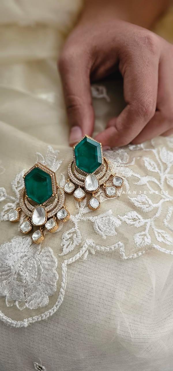 Verena quartz and polki earrings Thumbnail