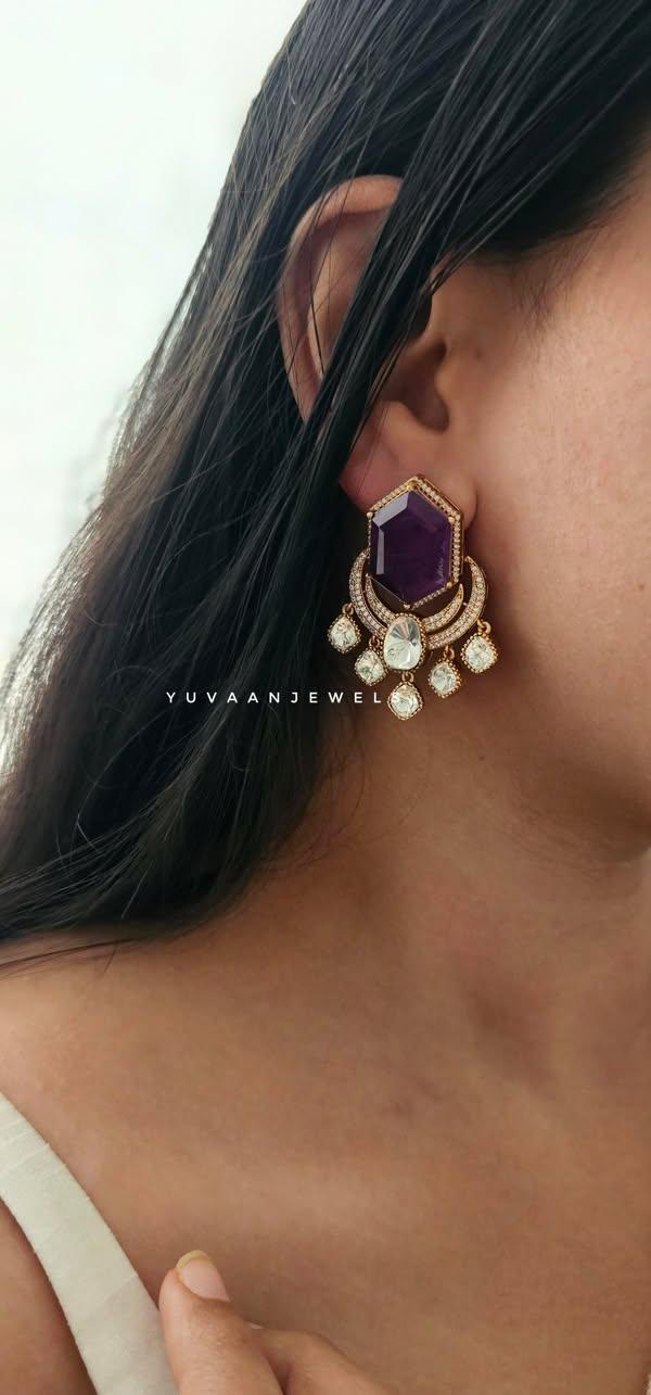 Verena quartz and polki earrings Thumbnail