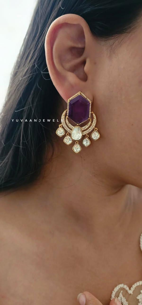 Verena quartz and polki earrings Thumbnail