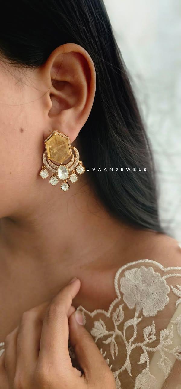 Verena quartz and polki earrings Thumbnail