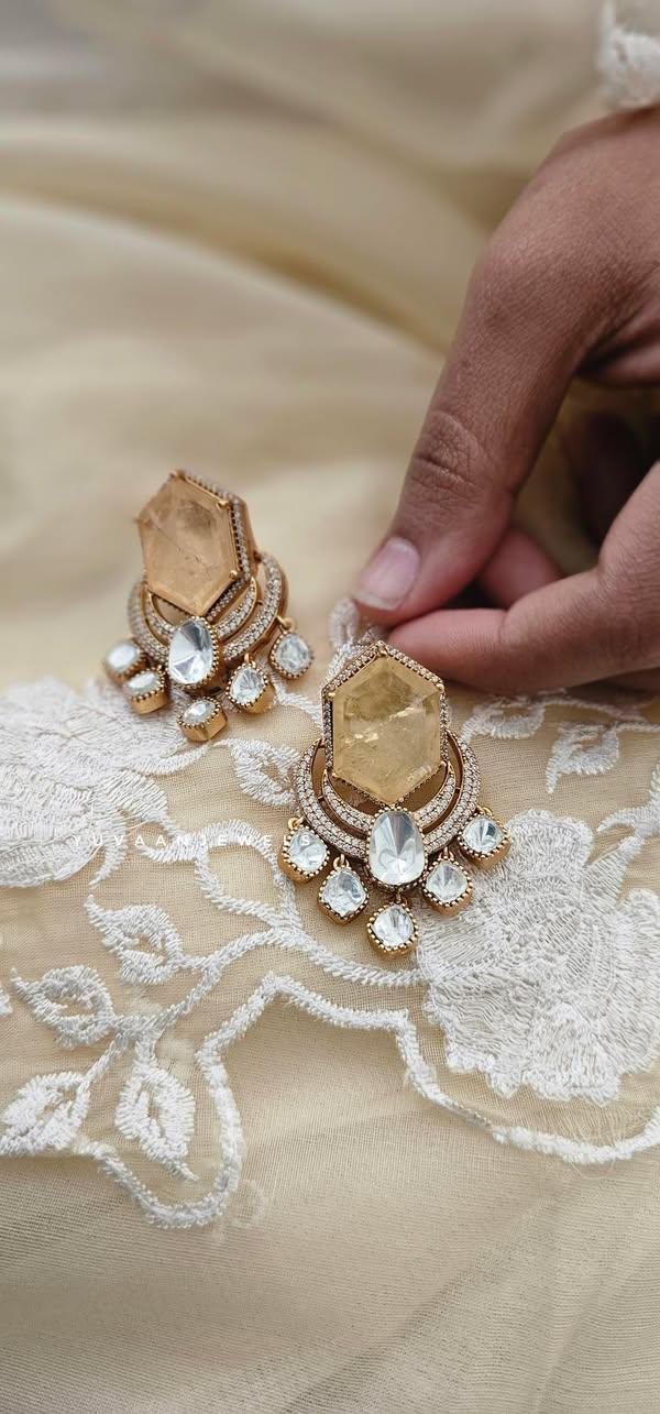 Verena quartz and polki earrings Thumbnail