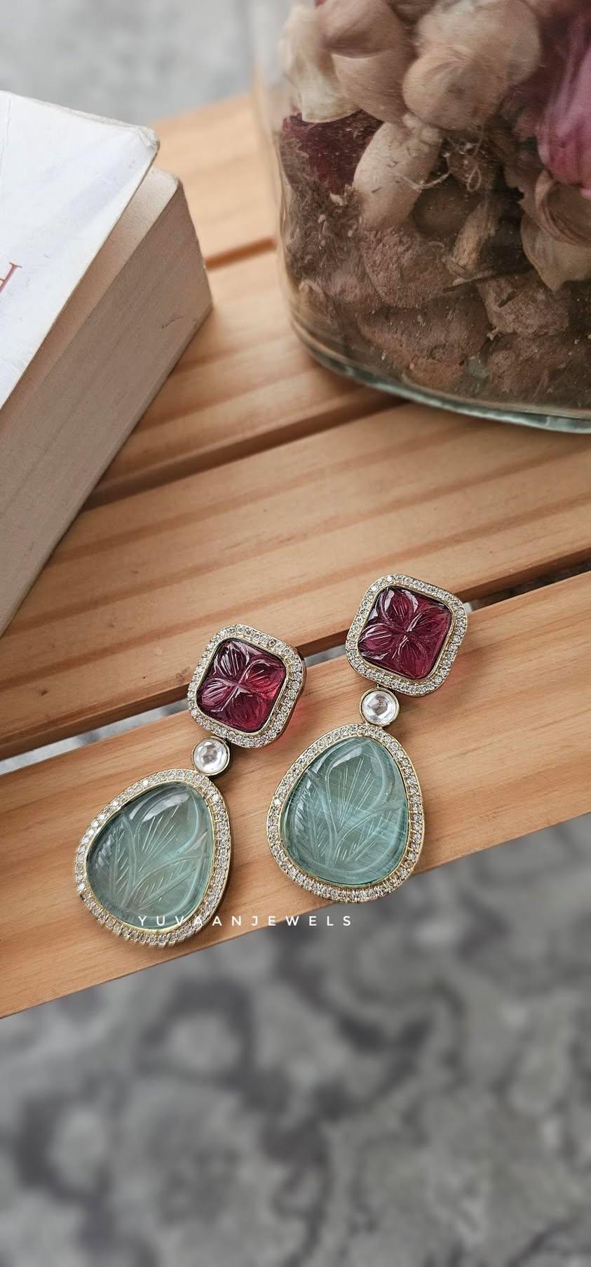 Persian antique plated stone earring Thumbnail