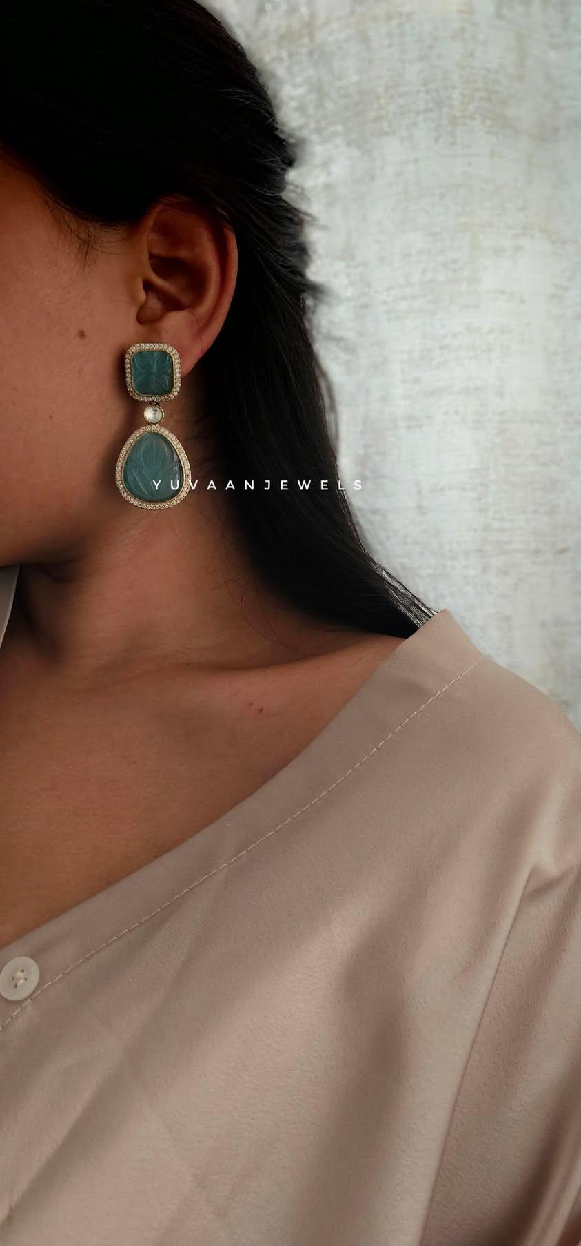 Persian antique plated stone earring Thumbnail
