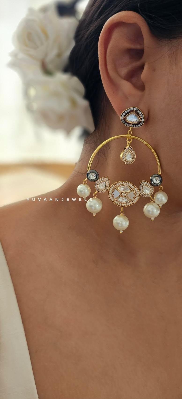 Zev baroque pearl chaandbali Thumbnail