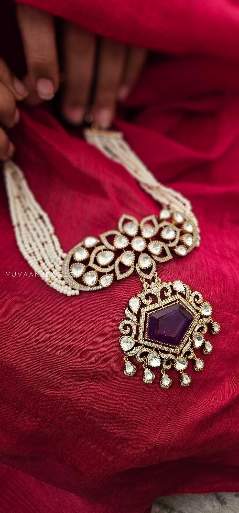 Ahvi pearl and quartz choker Thumbnail