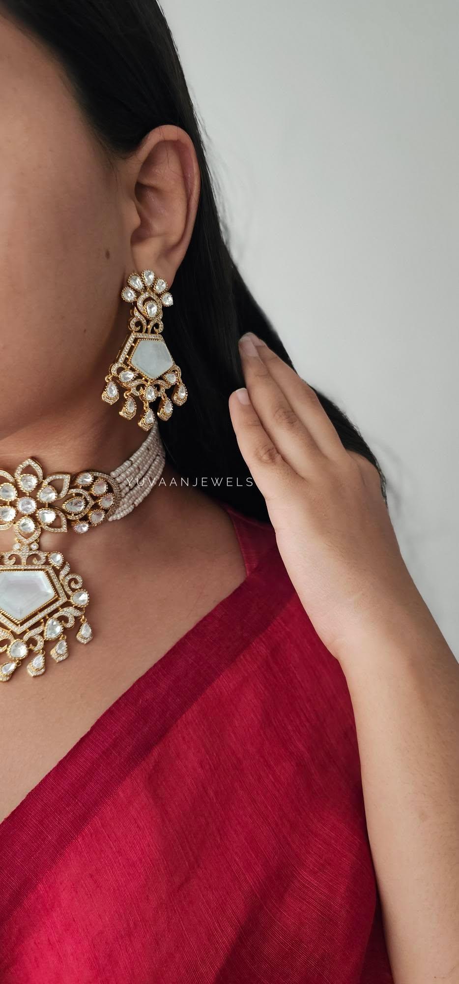 Ahvi pearl and quartz choker Thumbnail