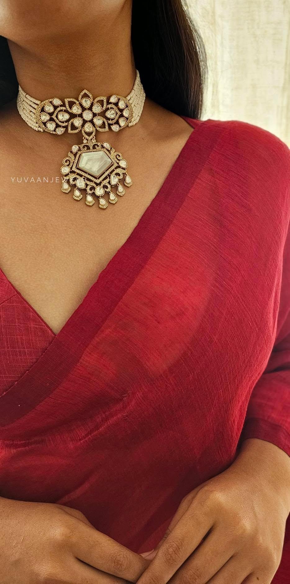 Ahvi pearl and quartz choker Thumbnail