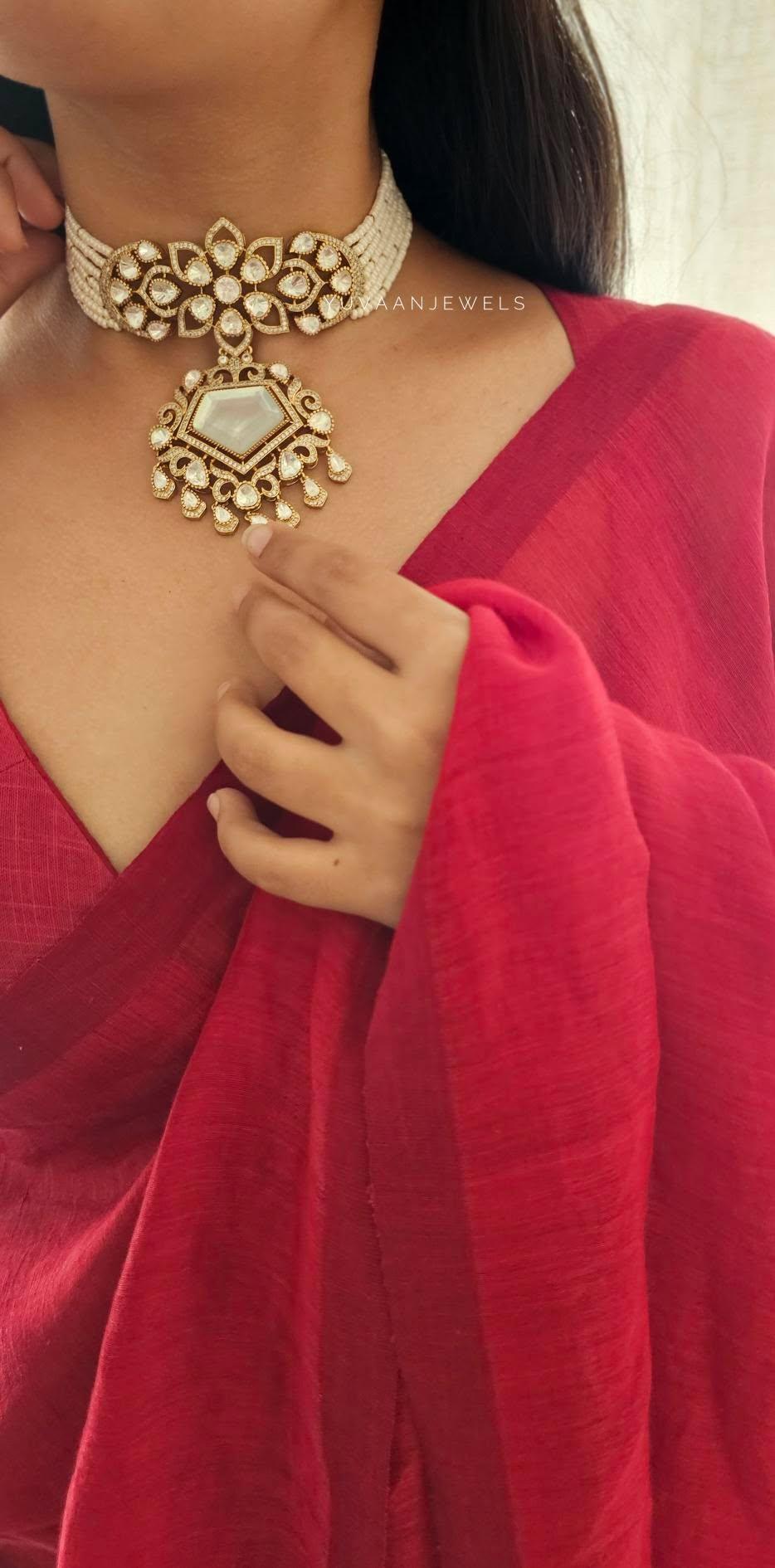 Ahvi pearl and quartz choker Thumbnail