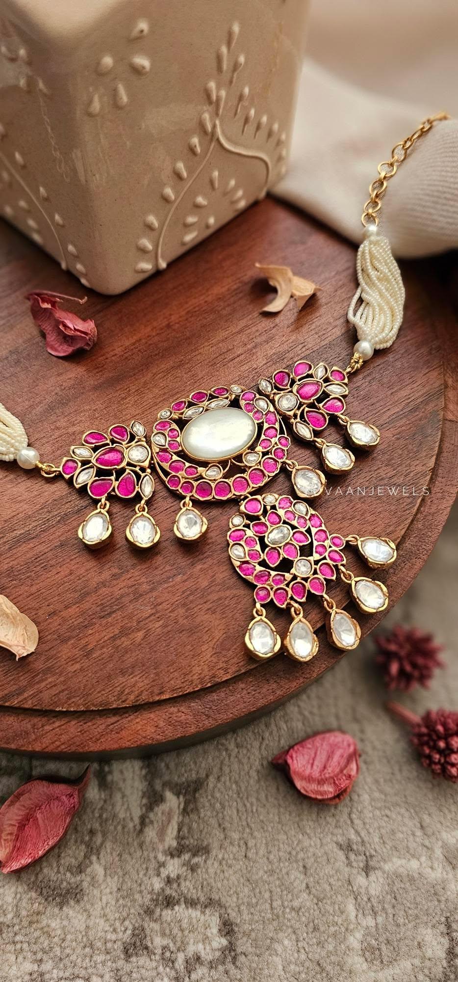 Annora pearl and polki choker Thumbnail