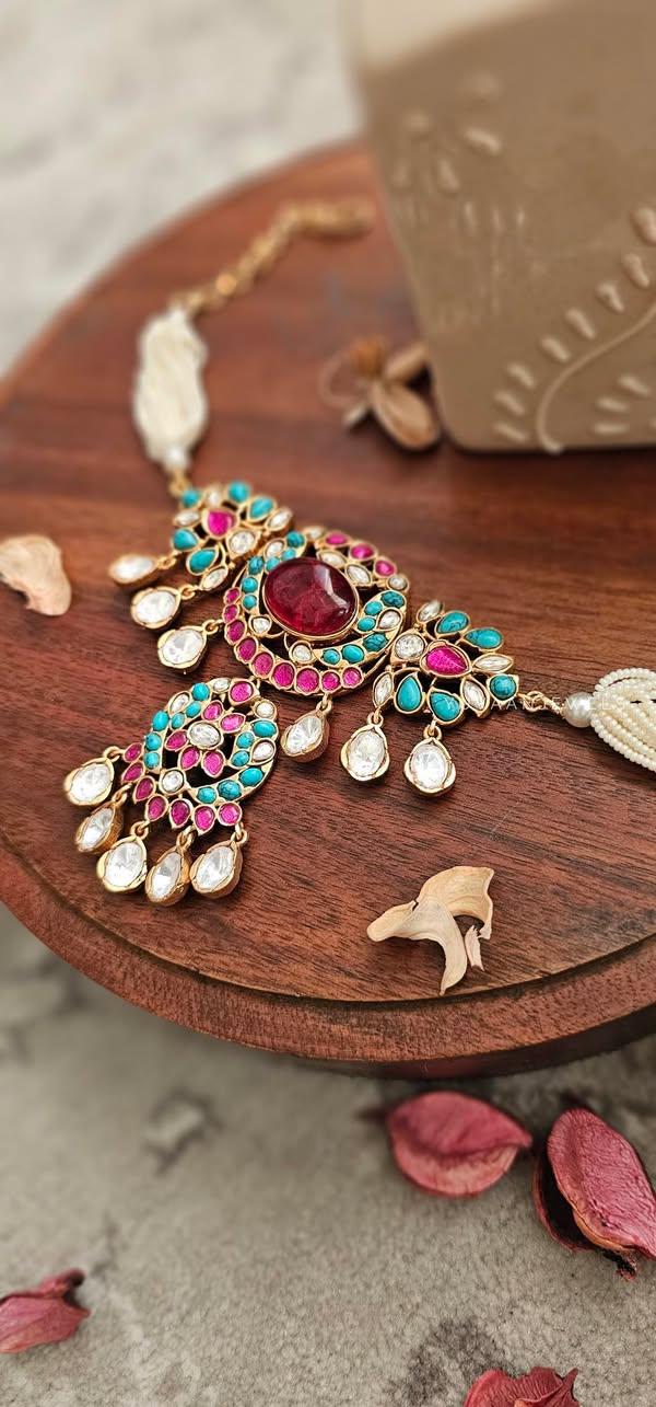 Annora pearl and polki choker Thumbnail
