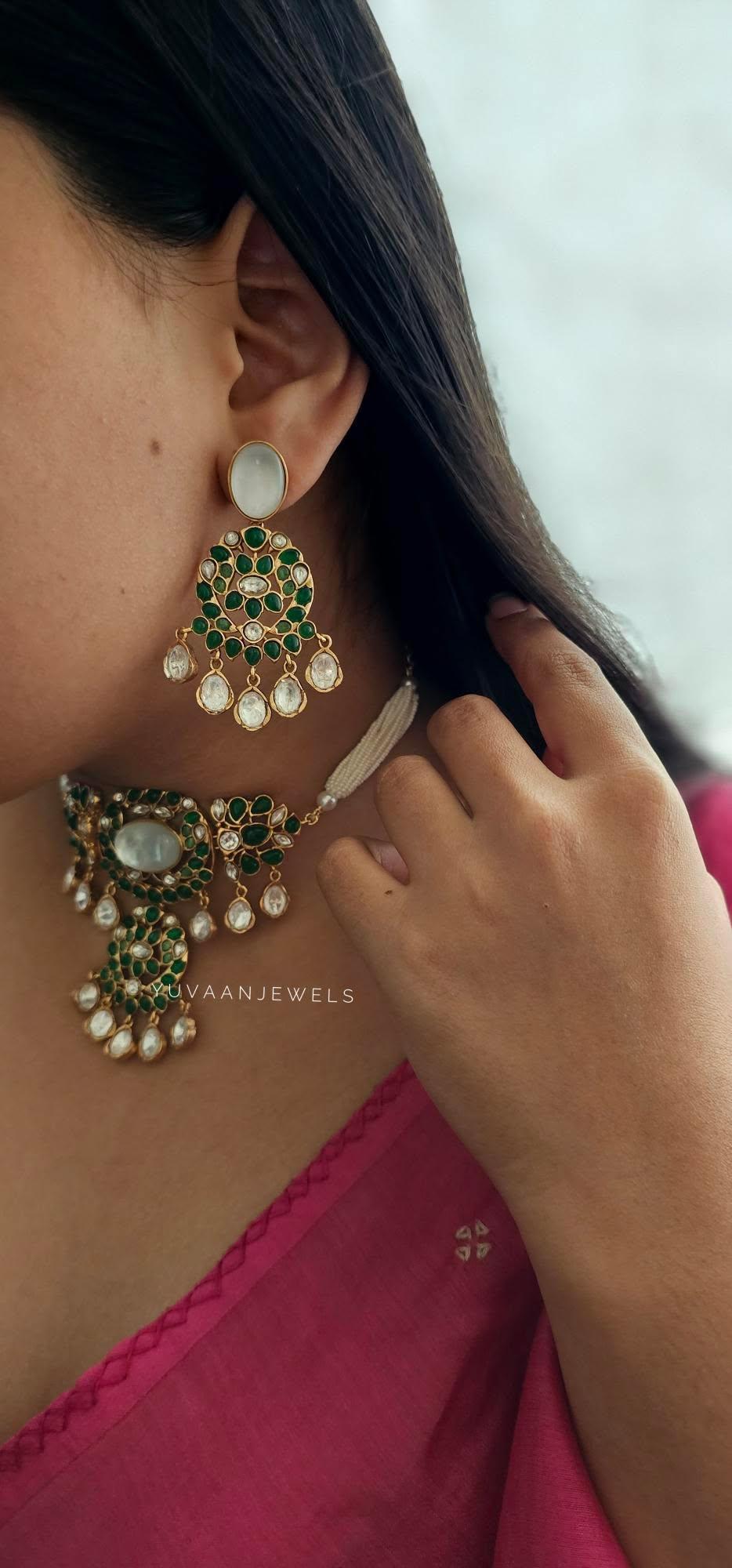 Annora pearl and polki choker Thumbnail