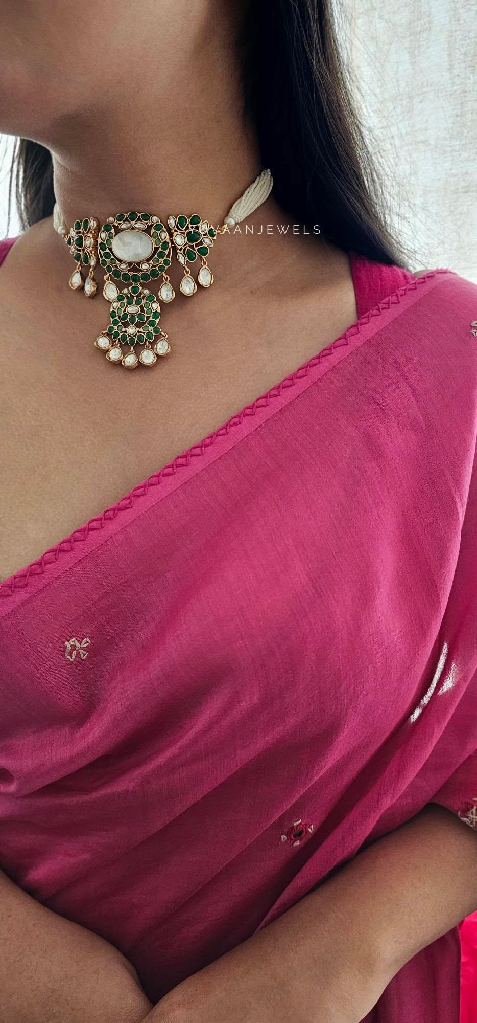 Annora pearl and polki choker Thumbnail