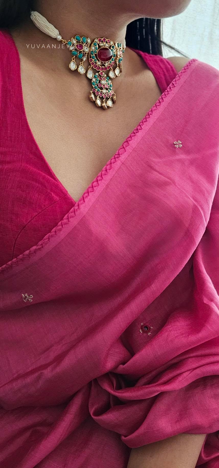 Annora pearl and polki choker Thumbnail