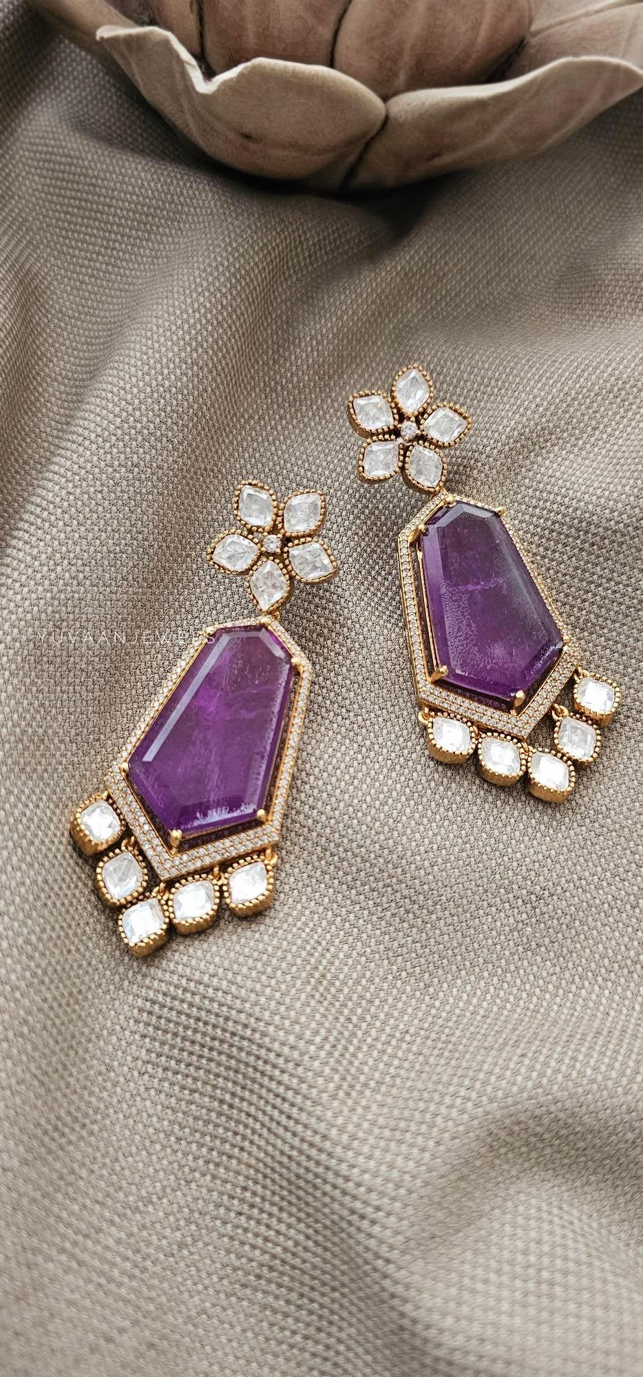 Tashwik quartz and polki earrings Thumbnail