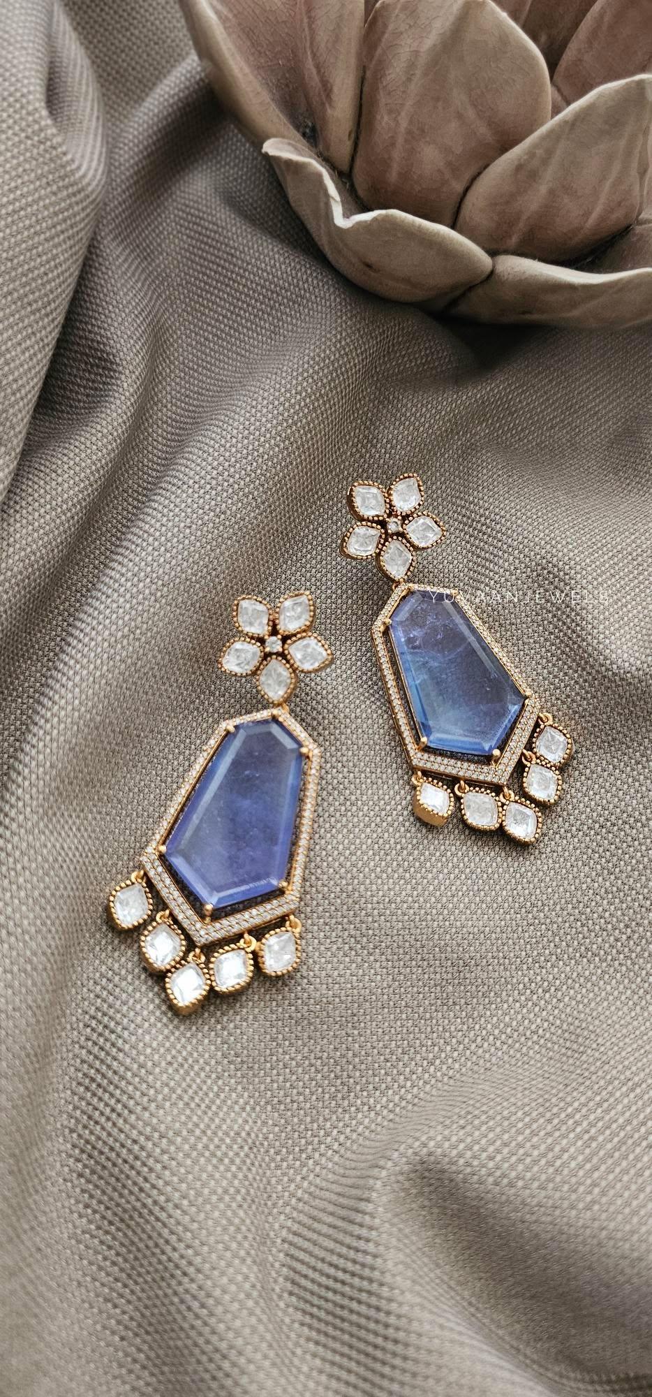 Tashwik quartz and polki earrings Thumbnail