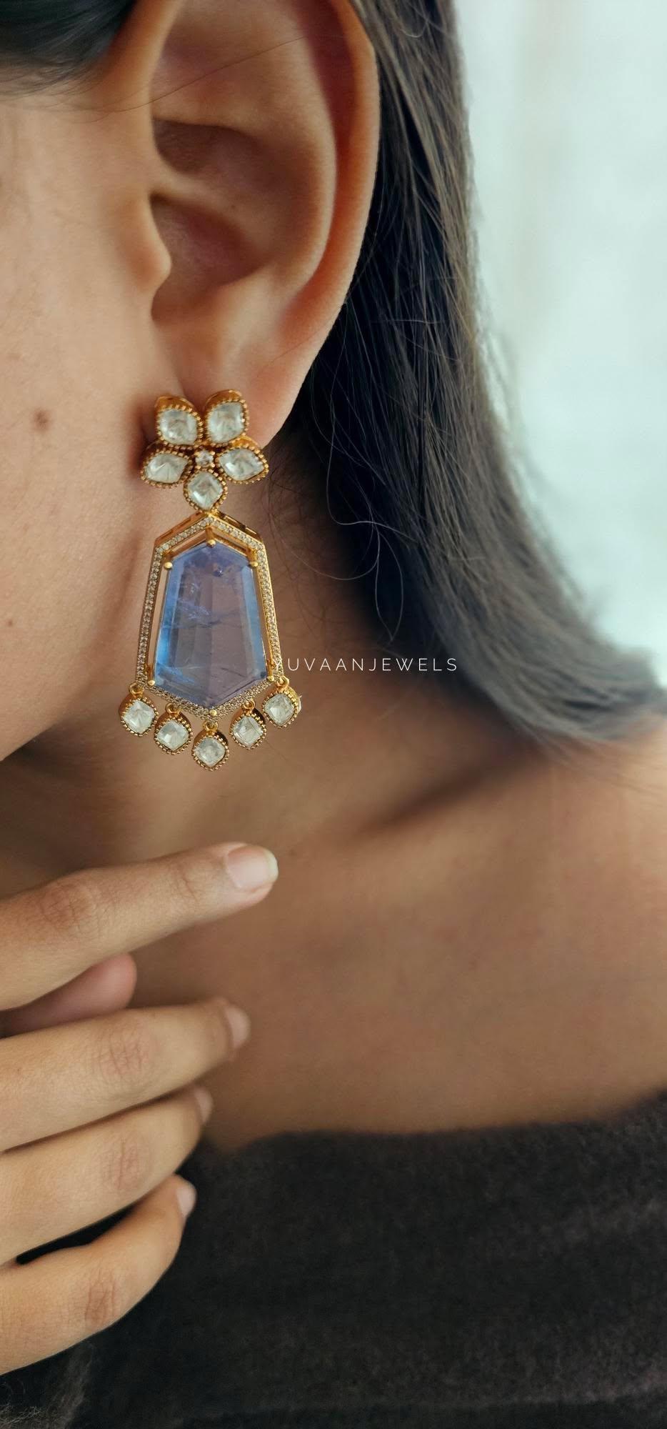 Tashwik quartz and polki earrings Thumbnail