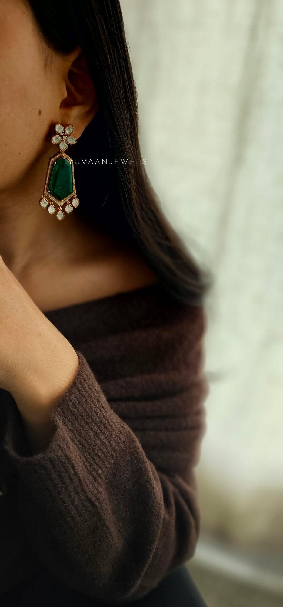 Tashwik quartz and polki earrings Thumbnail