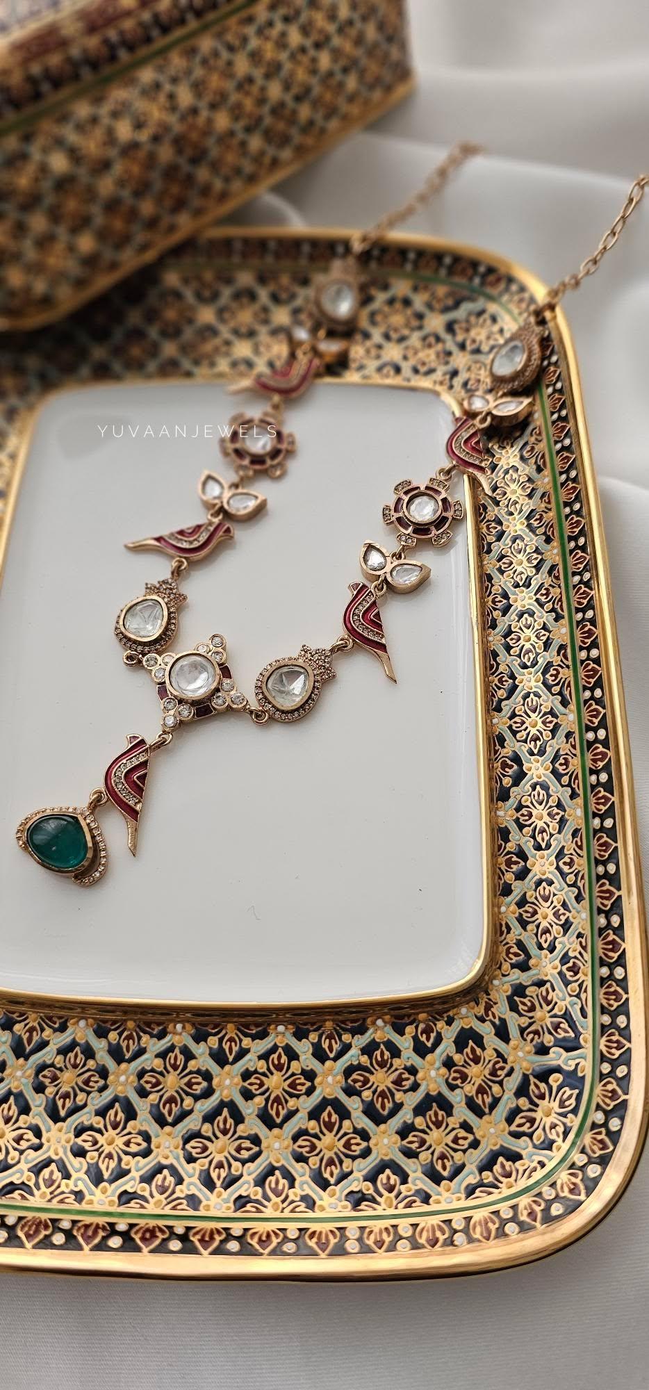 Chidiya delicate polki necklace Thumbnail