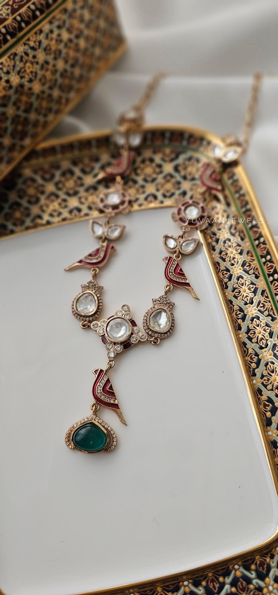 Chidiya delicate polki necklace Thumbnail
