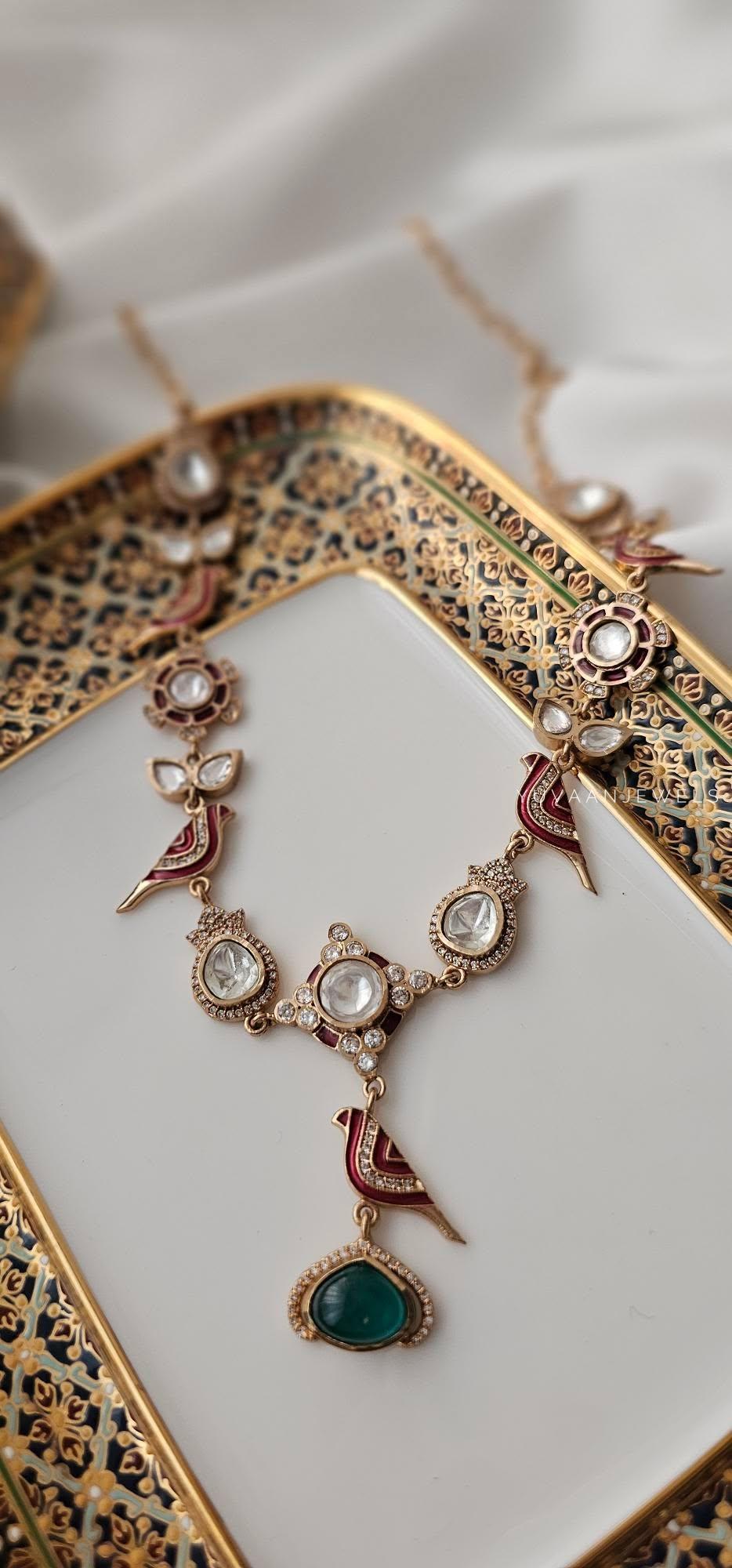 Chidiya delicate polki necklace Thumbnail