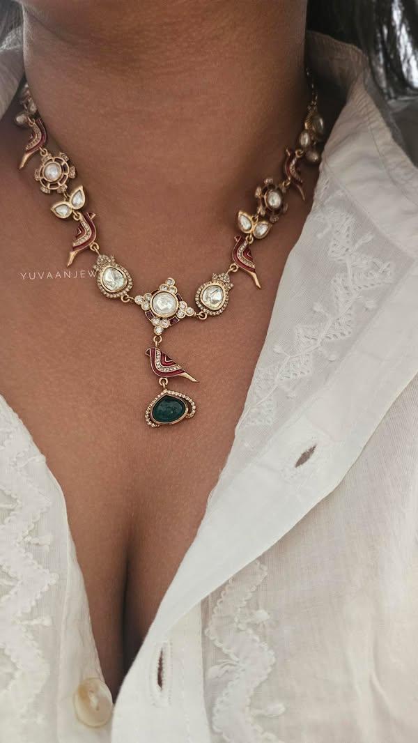 Chidiya delicate polki necklace Thumbnail