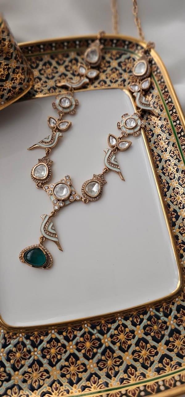 Chidiya delicate polki necklace Thumbnail