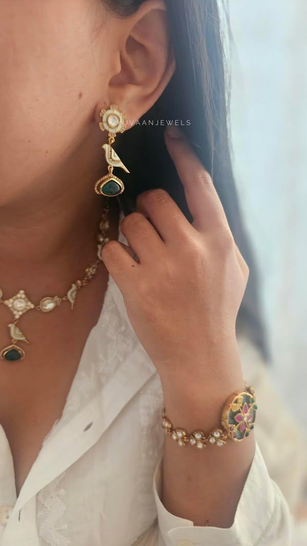 Chidiya delicate polki necklace Thumbnail