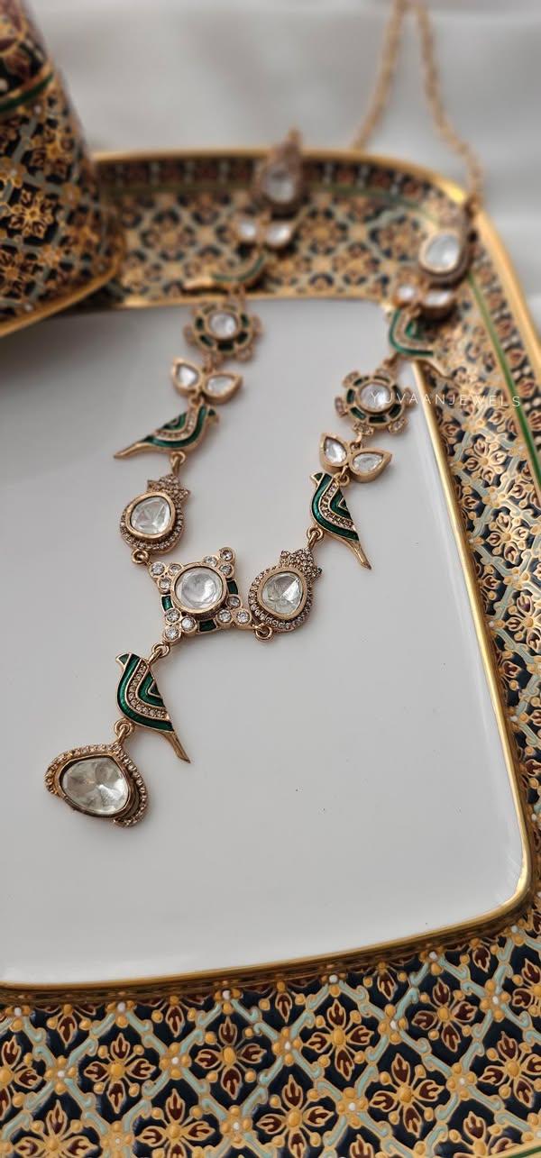 Chidiya delicate polki necklace Thumbnail