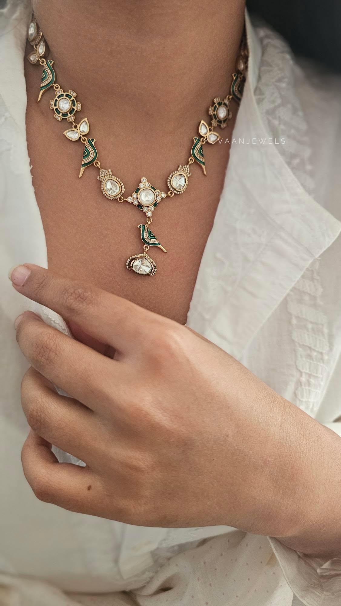 Chidiya delicate polki necklace Thumbnail