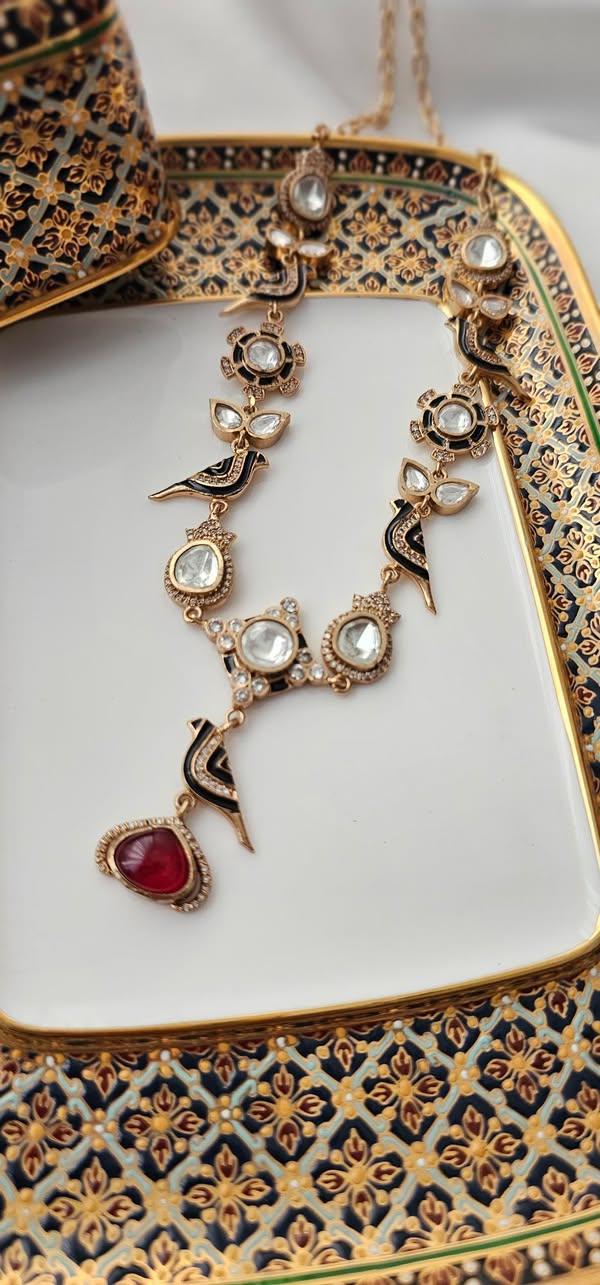 Chidiya delicate polki necklace Thumbnail