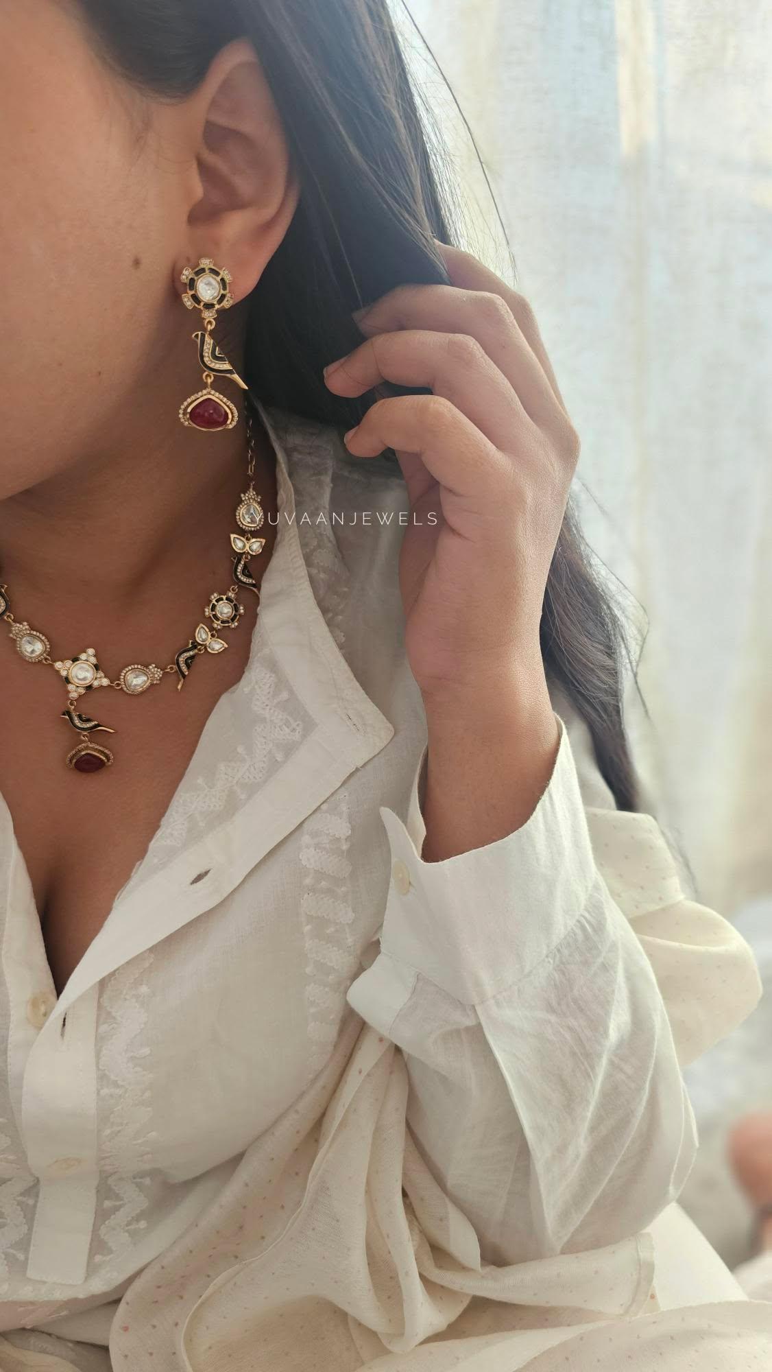 Chidiya delicate polki necklace Thumbnail