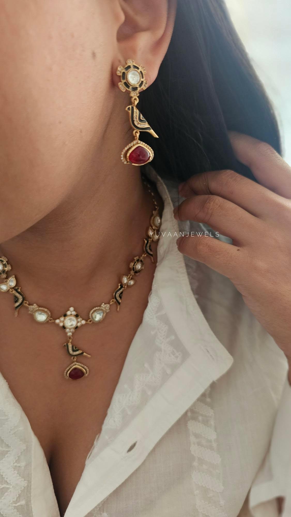 Chidiya delicate polki necklace Thumbnail