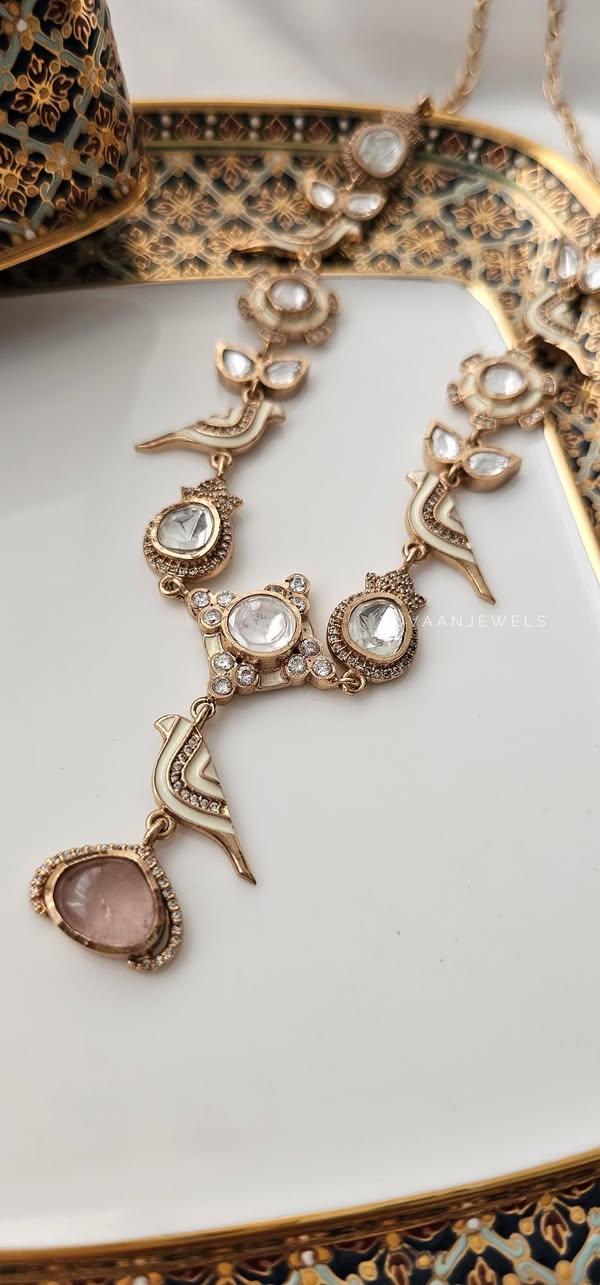 Chidiya delicate polki necklace Thumbnail