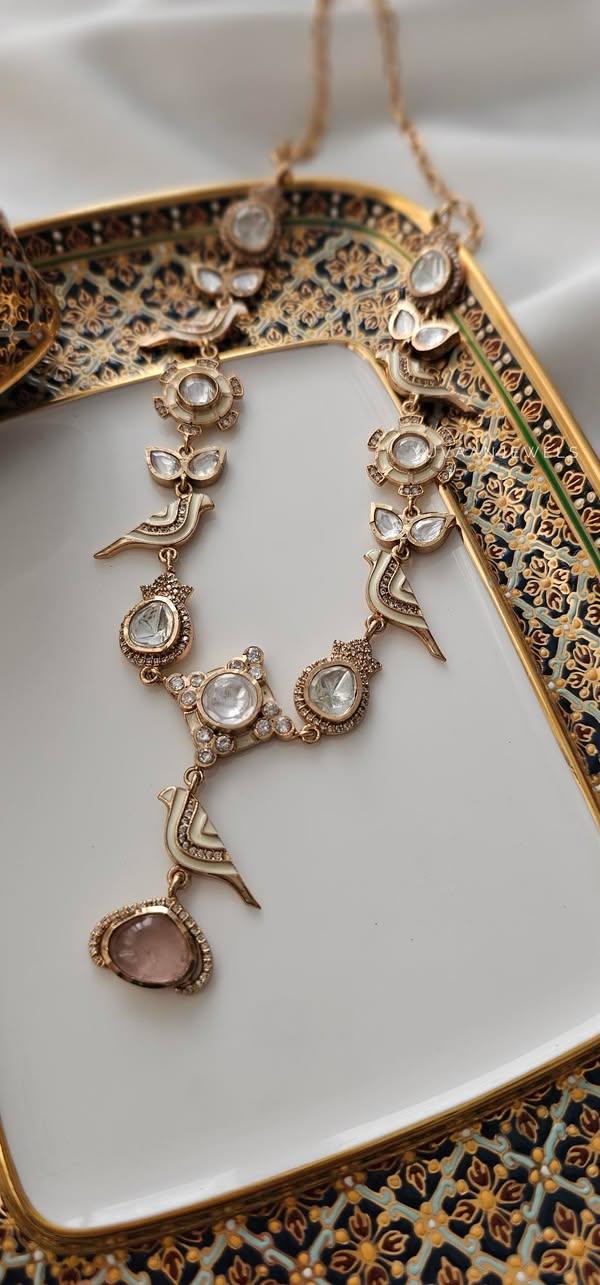 Chidiya delicate polki necklace Thumbnail